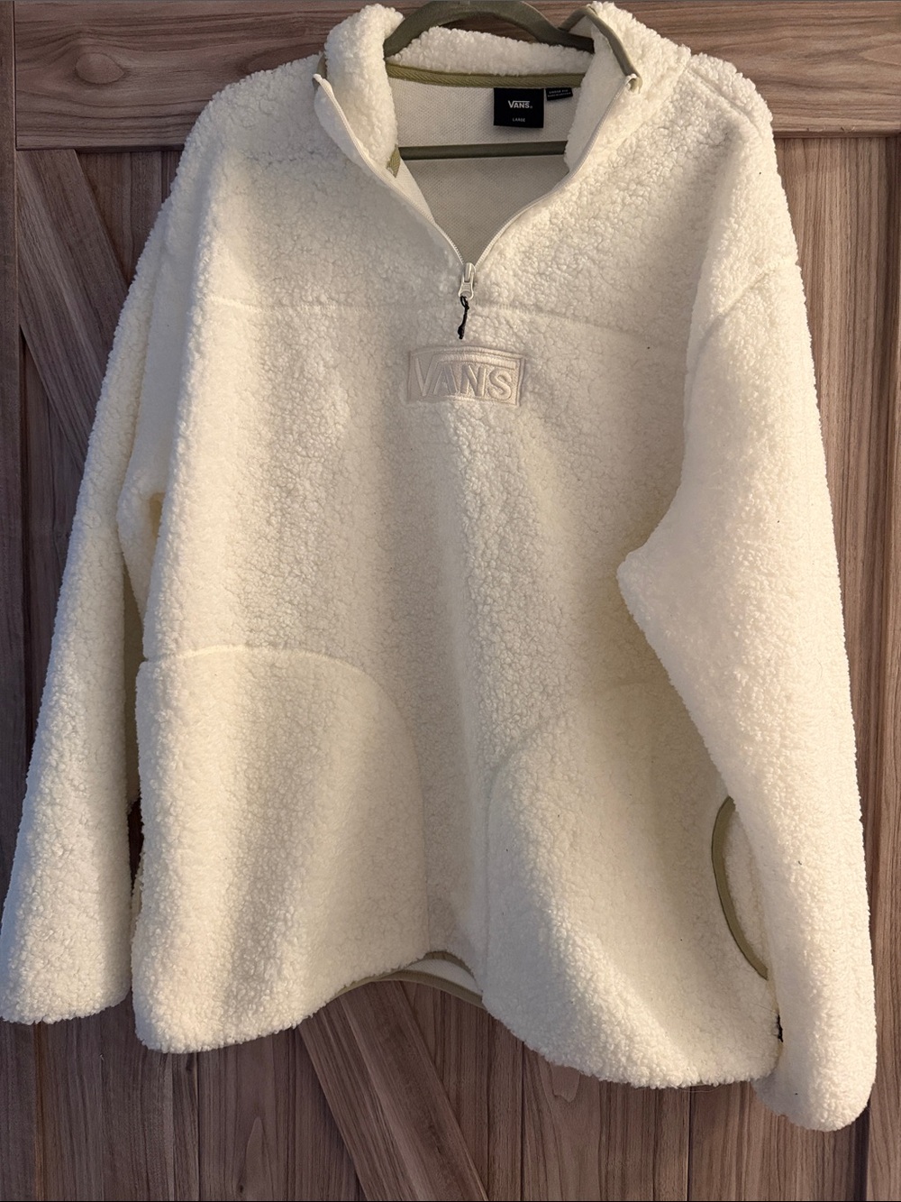 Vans Cream Sherpa Half-Zip Pullover